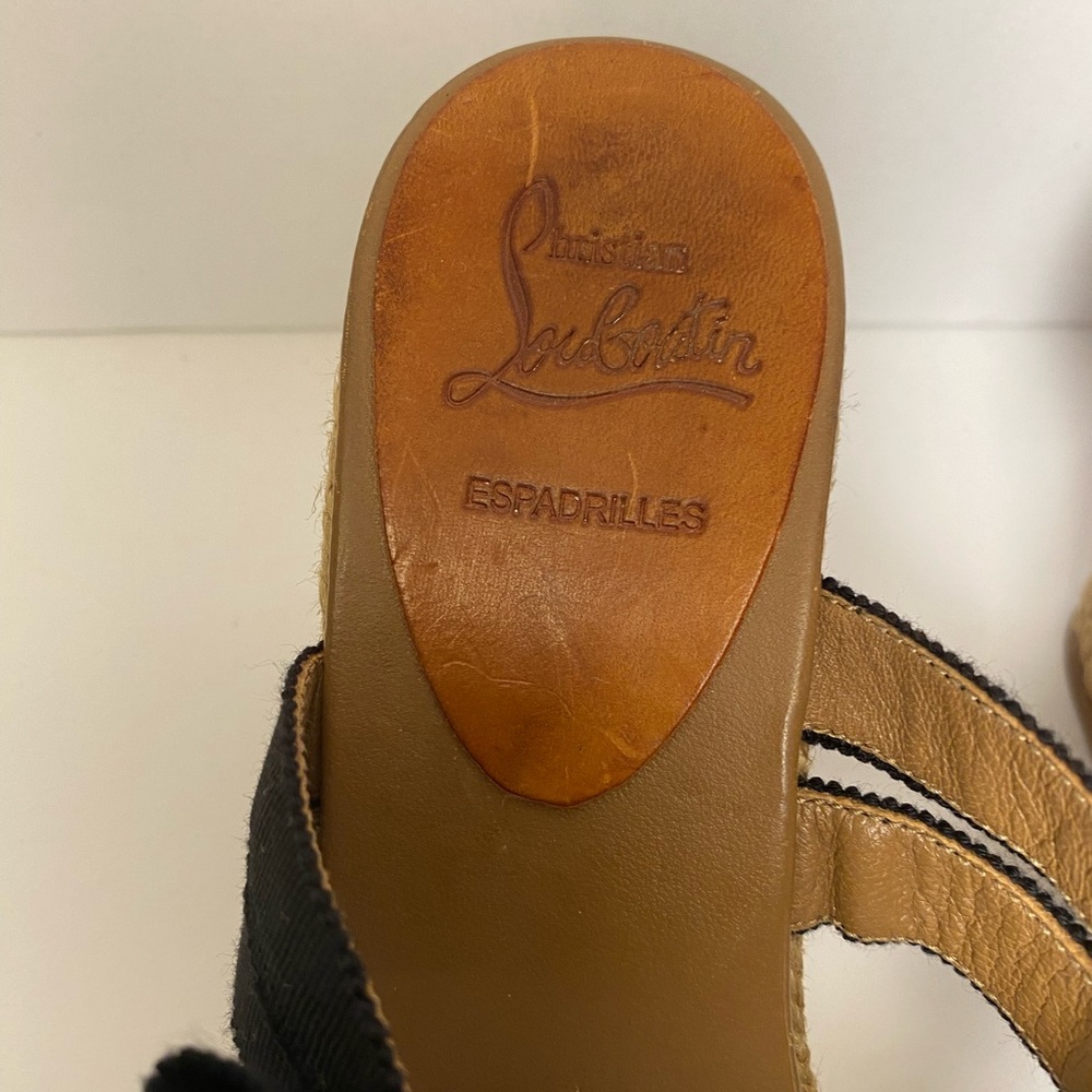 Christian Louboutin delfin wedge espadrille sandals black 37 7 - Picture 10 of 10